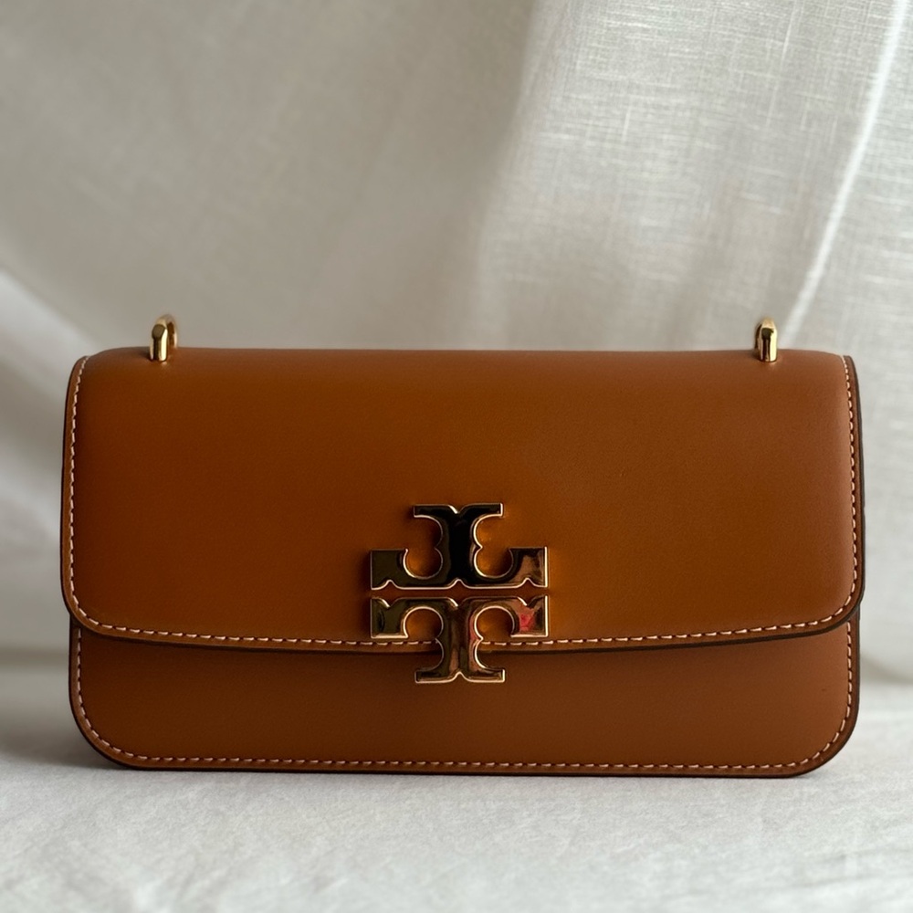 TORY BURCH Small Eleanor East/West Convertible Leather Shoulder Bag - Whiskey